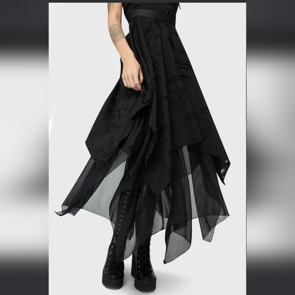 Killstar Black Asymmetrical Lace-Up Dress - Picture 2 of 5
